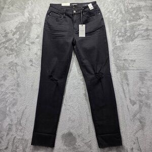 Judy Blue Jeans Womens 7 28 Black Slim Fit Mid Rise Distressed Stretch JB88137